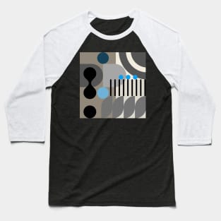 Modern Abstract Geometric Bauhaus Doodle Blue Black Grey Style Baseball T-Shirt